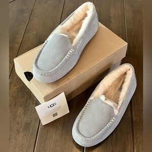 UGG Women’s Light Gray Ansley Suede Moccasin Slippers